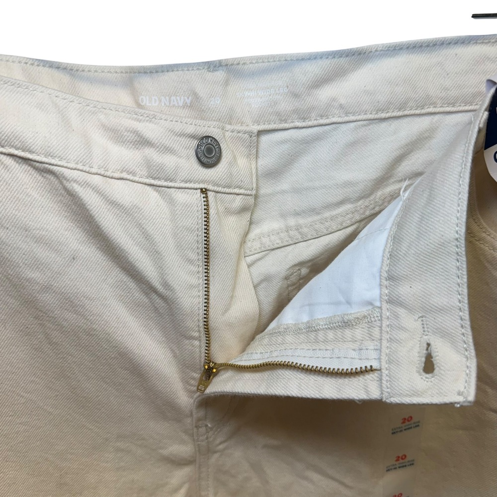 Sky-Hi Wide Leg Cargo Pants Cream Off White Speckled Extra High Rise 20 NEW - Picture 12 of 13